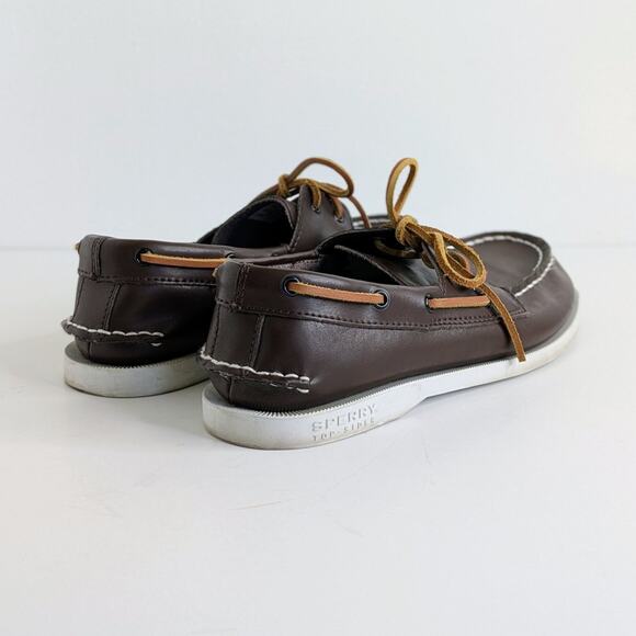 Sperry Boat Shoes EU 37.5 Brown Leather Original 2 Eye Lace Up Flats Round Toe - Picture 13 of 13
